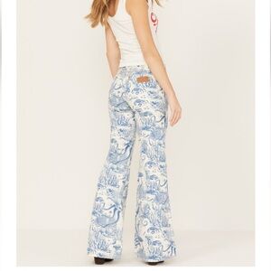 Wrangler nautical print wanderer flare jeans